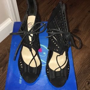 Black open toe heels